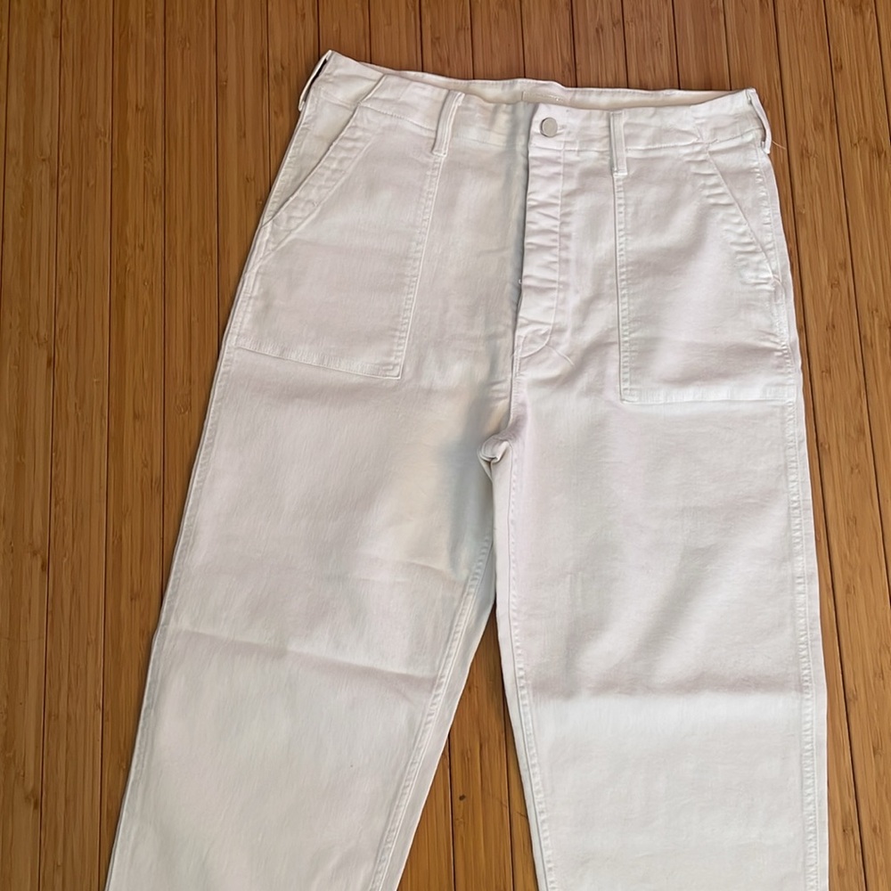 Mother Patch Pocket Private Ankle Fray Jeans In Cream Puffs - Picture 8 of 15